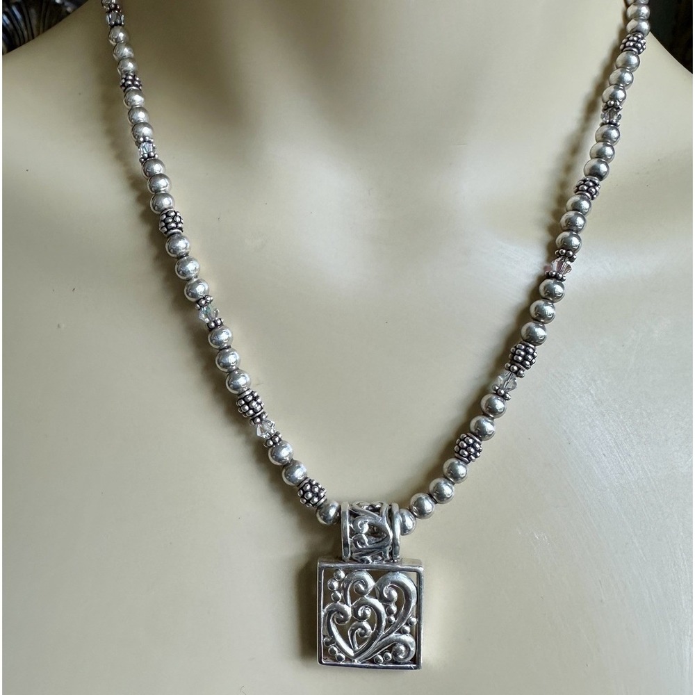 Cornerstone Jewelry Pendant Necklace 19.8 Inch Clear Crystals 925 Sterling 29.5g